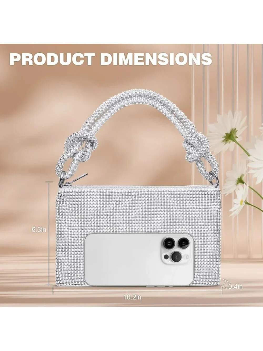 Womens Silver Rhinestone Evening Sparkly Crystal Slouchy Shoulder Clutch Purse
